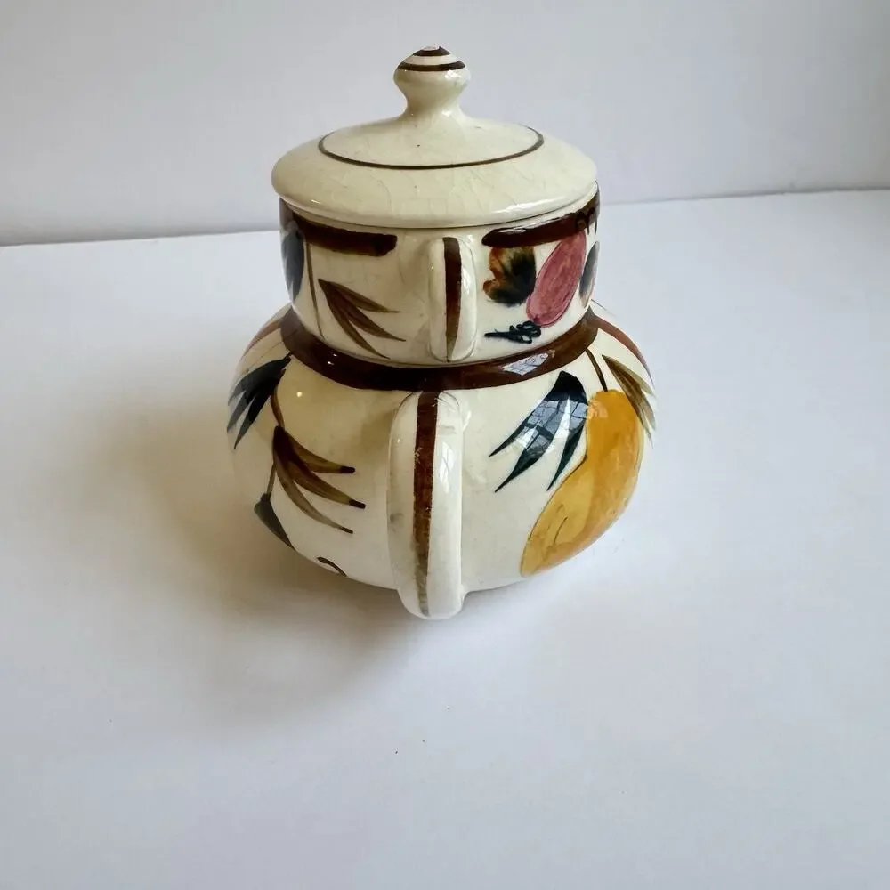 Vintage Tea for One Stacking Set Teapot Creamer Autumn Leaves Pattern Pear Japan